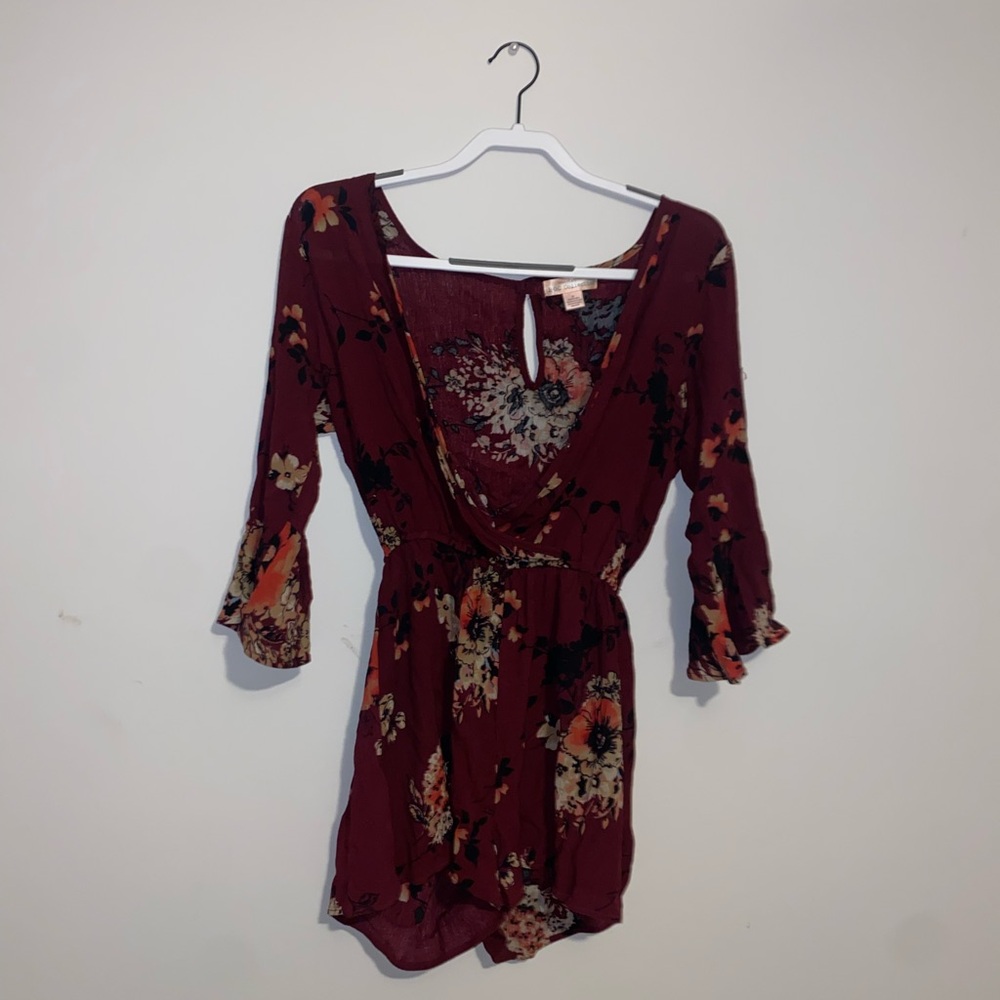 Maroon Floral Tilly’s Romper